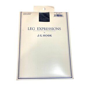 J.G. Hook Leg Expressions‎ Silky Sheer Black Pantyhose Size Queen Short